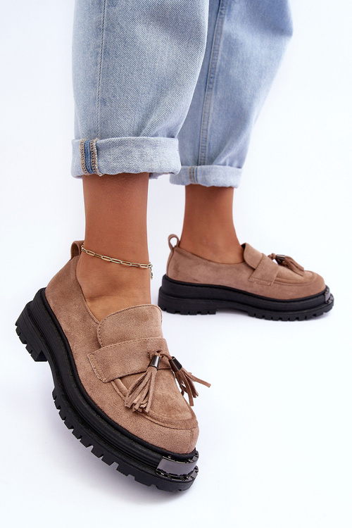 Dámské Zamszové Mokasíny Bežové Ramvli