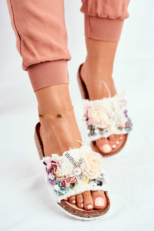 Dámské Nazouváky s Květinami Bílé Enrissa