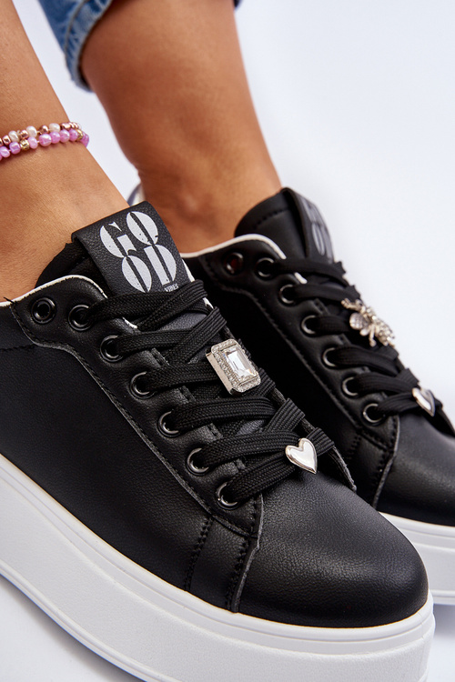 Dámské tenisky na platformě s ozdobami černé Herbisa