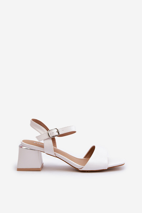 Dámské sandály na podpatku z ekokože bílé Leisha