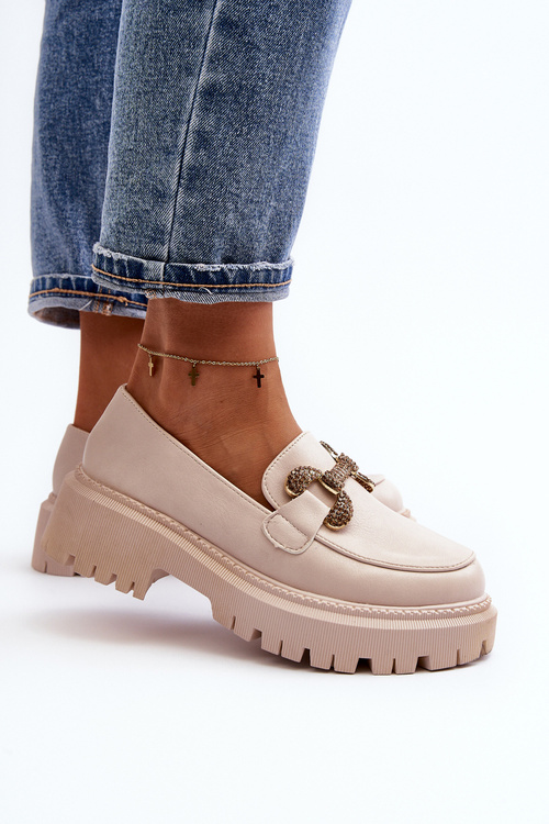 Dámske mokasíny s ozdobou svetlo béžové Gargi