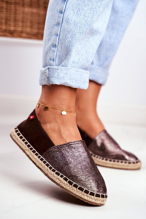 Ženské espadrilles prepletené hnedé podrážky veľkej hviezdy DD274A146