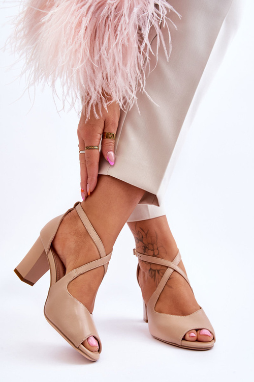 Dámské sandály na vysokém podpatku Sergio Leone SK864 tmavě béžová