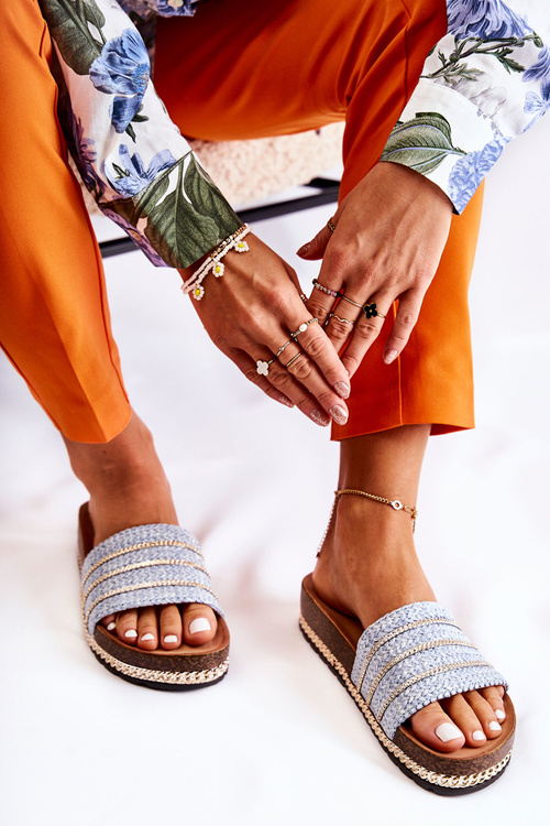 Dámské klasické pantofle s řetízkem Modré Maddy