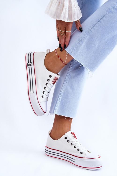 Dámske materiálne tenisky na bielej platforme Big Star LL274180