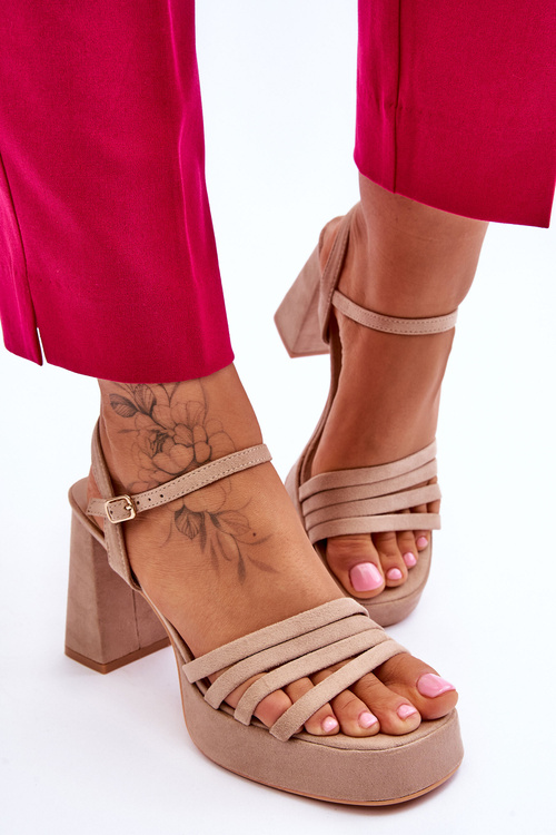 Dámské semišové sandály na platformě Béžove Verda