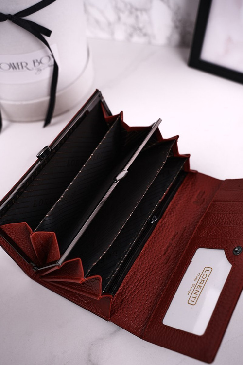 Velká Kožená Dámská Peněženka LORENTI Lakovana Červená