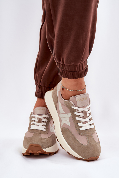 Dámské Sportovní Boty Z Semiše Na Platformě Vinceza 66720 Béžové