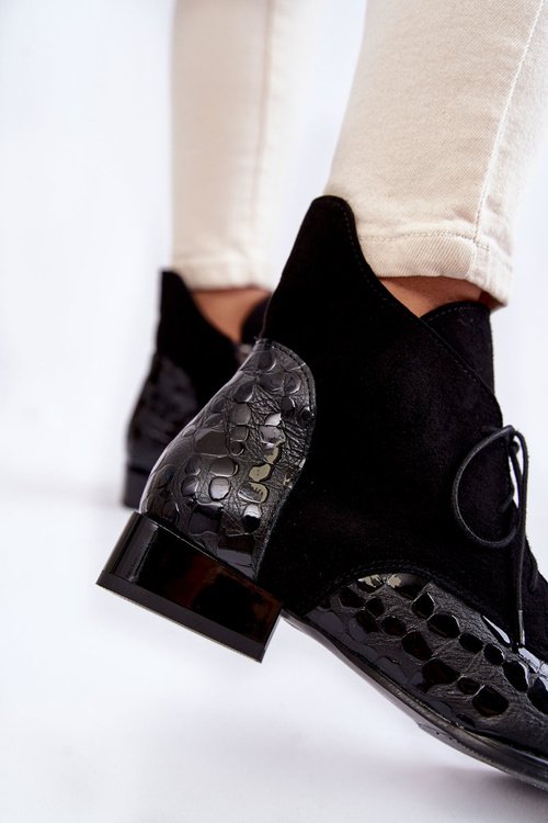 Kožené kozačky na plochém podpatku Maciejka 2878J-01 Černe