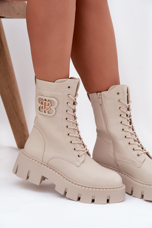 Zateplené workery dámské s ozdobou světle béžové Melisse