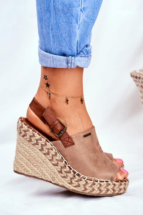 Dámske sandále na klinoch veľkej hviezdy béžovej ff274982