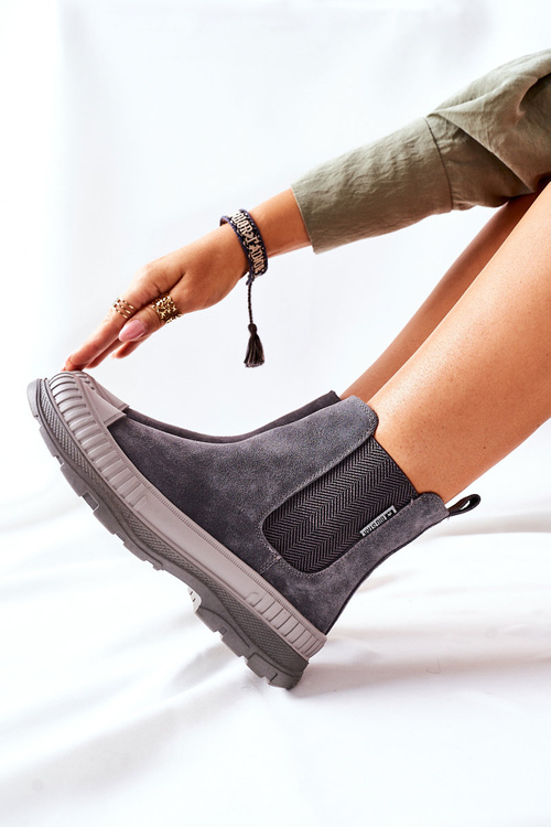 Dámské Vysoké Pérka Boty Semišová kůže Big Star II274353 Šedé