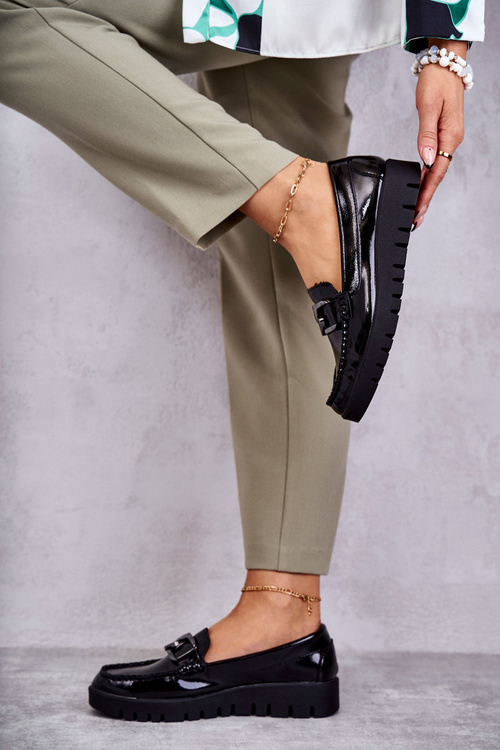 Lafefer lakované topánky na platforme Czarne Kjestti