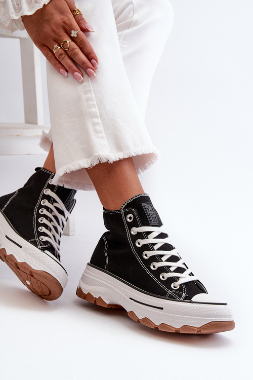 Vysoké Dámské Tenisky na Platformě Černé Valvia