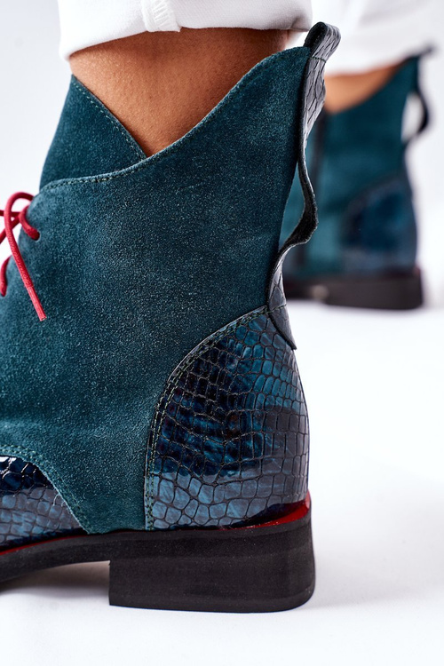 Kožené topánky s krokodílom zeleným cheyenne vzorom