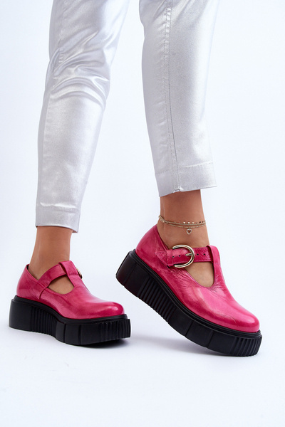Zazoo 20102 Moderne Lakované Poltopánky na Masívnej Platforme Fuksia