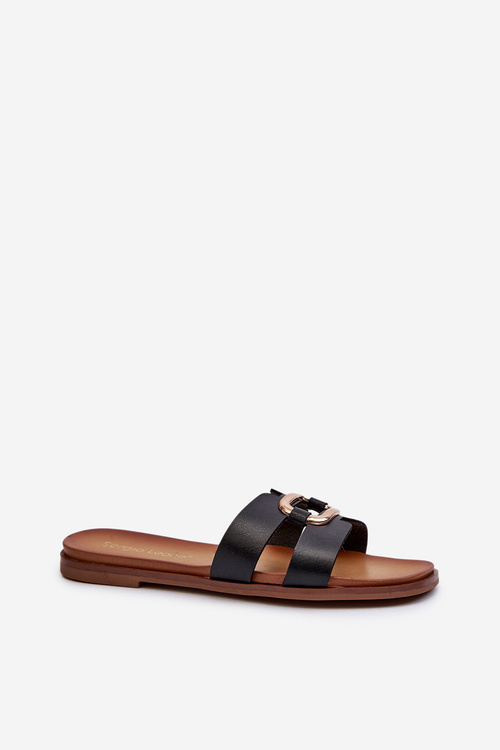 Ploché Dámske Papuče Z Ekokože Sergio Leone SK077H Čierne