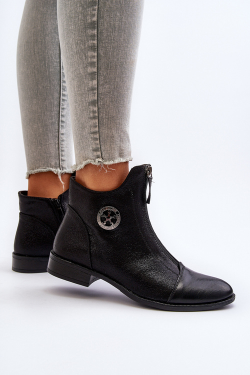 Dámské kotníčkové boty na ploché podrážce se zipem béžové Loratie