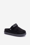 Zateplené dámske papuče na platforme čierne Neliel