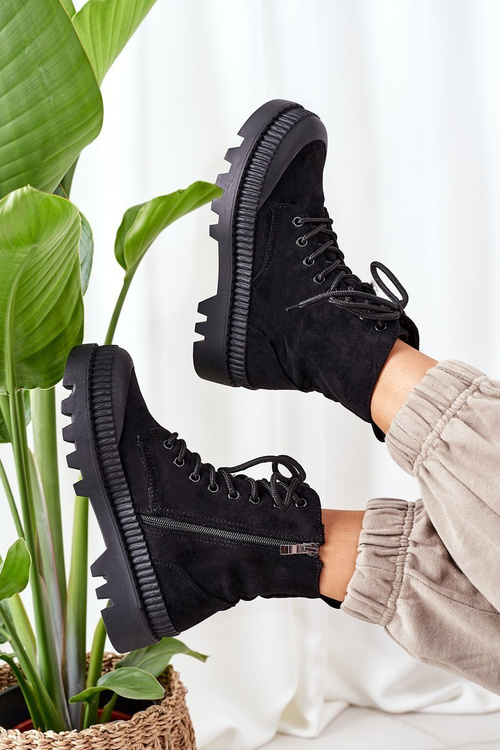 Semišové Boty Workery Černé Here I Am