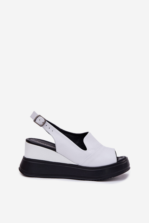 Kožené Dámské Sandály Na Klínu Artiker 52C0483 Bílé