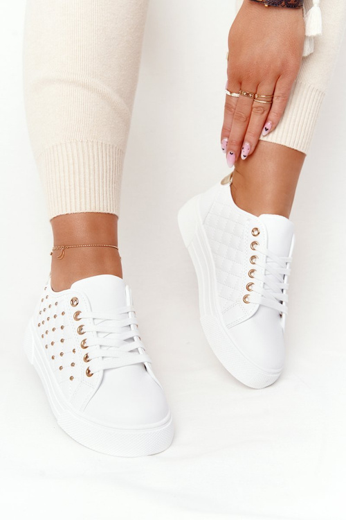 Dámská Tenisky S Prošíváním Bílé-Zlaté Fondness