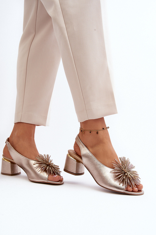 Kožené sandály s ozdobou Laura Messi 2719 Zlaté