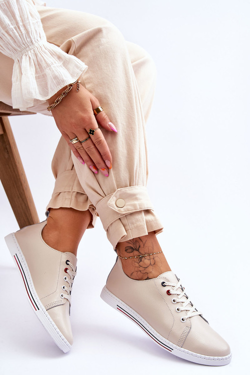 Dámske kožené tenisky béžové S.Barski LR268R