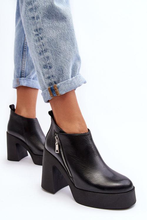 Dámské boty s masivním sloupkem s zipem 1755 Zazoo černé