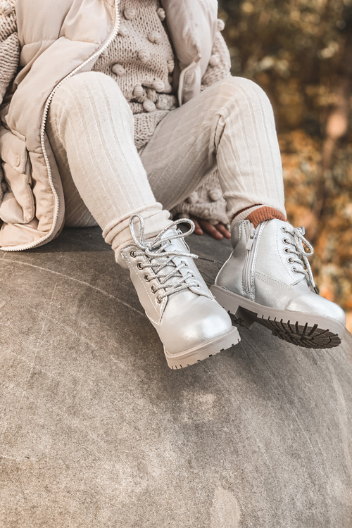 práškové stříbrné teplé Dětské boty traper Dexter