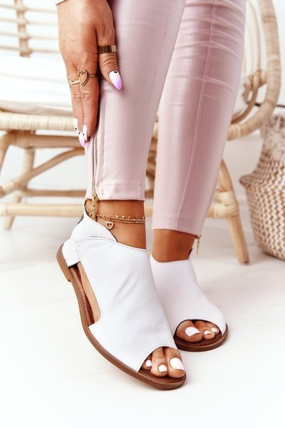 Dámské Kožené Sandály Nicole 2622 Bílé