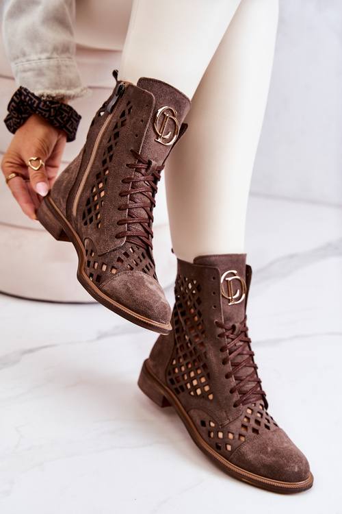 Openwork Leather Leather Nicole Brown 2695