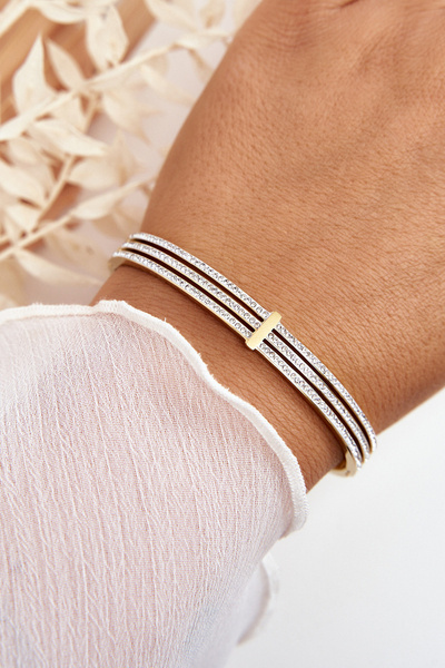 Náramok z nehrdzavejúcej ocele so zlatými zirkónmi