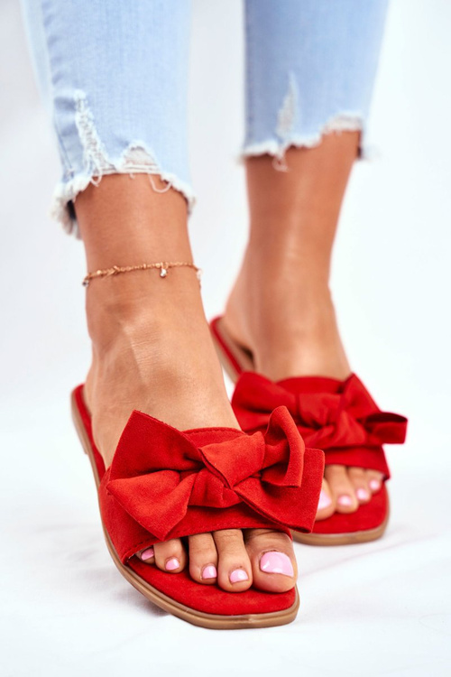 Ženské žabky s lukom červenou Malajziou