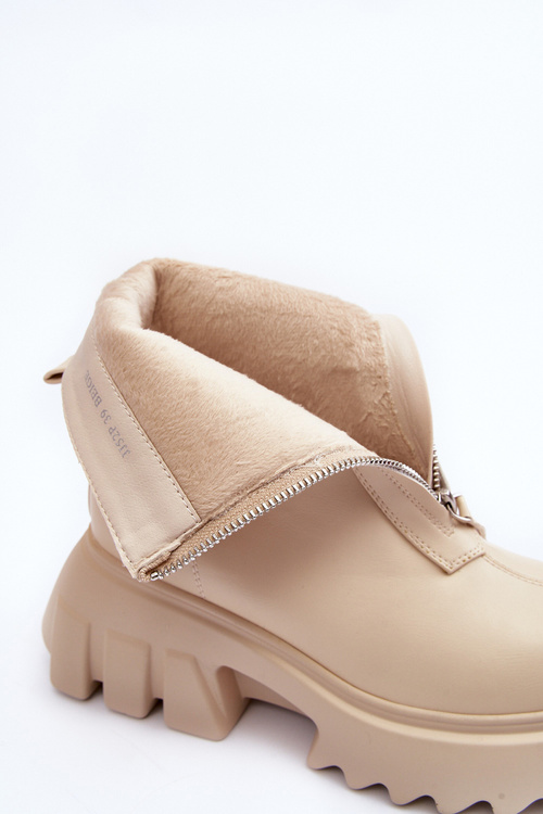 Topánky na masívnej plošine s béžovou zipsom Kusma