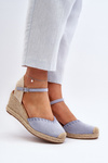 Sandály espadrilky z modrého semiše s pletenou plátnovou podrážkou Raylin
