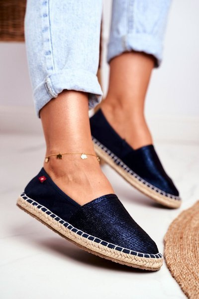Dámske espadrilles prepletené námornícke modré podrážky veľkej hviezdy DD274A147
