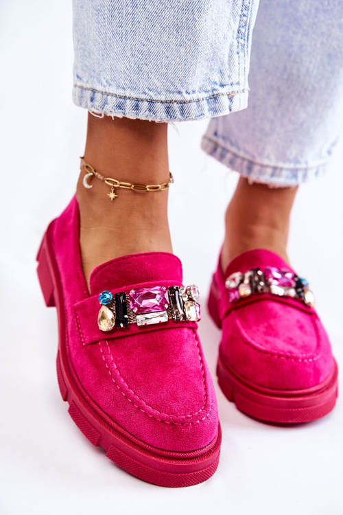 Dámske semišové topánky s dekoráciou Fuchsia Karlott