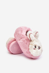 Dětské kožešinové pantofle s králíčkem růžové Apolanie