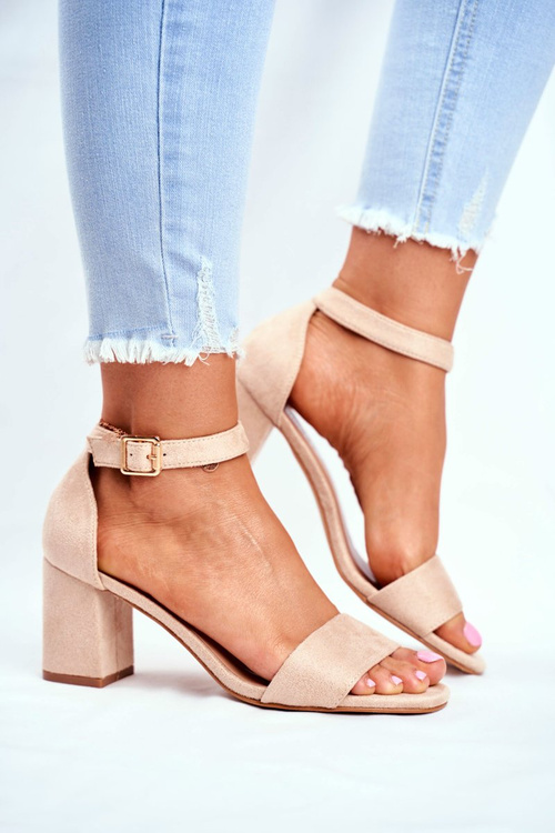 Semišové Sandály Na Podpatku Vinceza 20-17058 Béžové