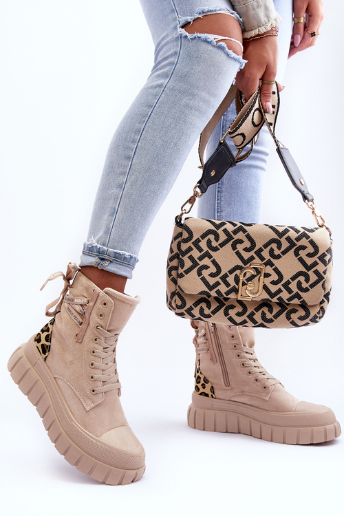 Dámske semišové topánky na platforme Light Beige Rafter