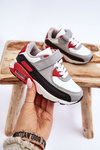 Dětské kožené sportovní boty na platformě Bílo-červená Lori