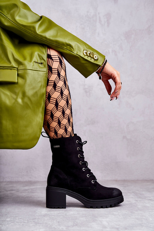 Dámské teplé kozačky na vysokém podpatku Černe Grethe