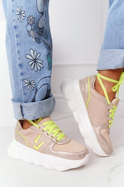 Dámske športové topánky na platforme lu boo béžová