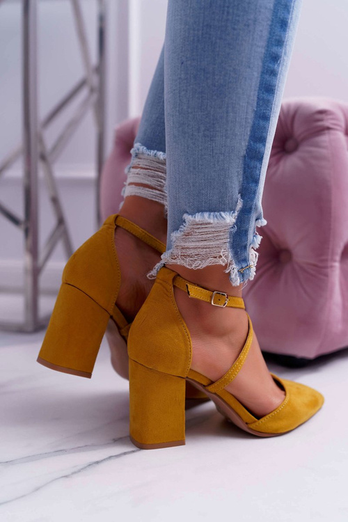 Dámské Lodičky Na Podpatku Semišové žluté Traffic