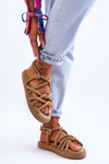 Módne dámske sandále Tiffanie Beige Braided Sandals