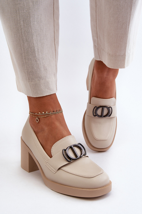 Dámske topánky na vysokom opätku s ozdobou Beige Nedarea