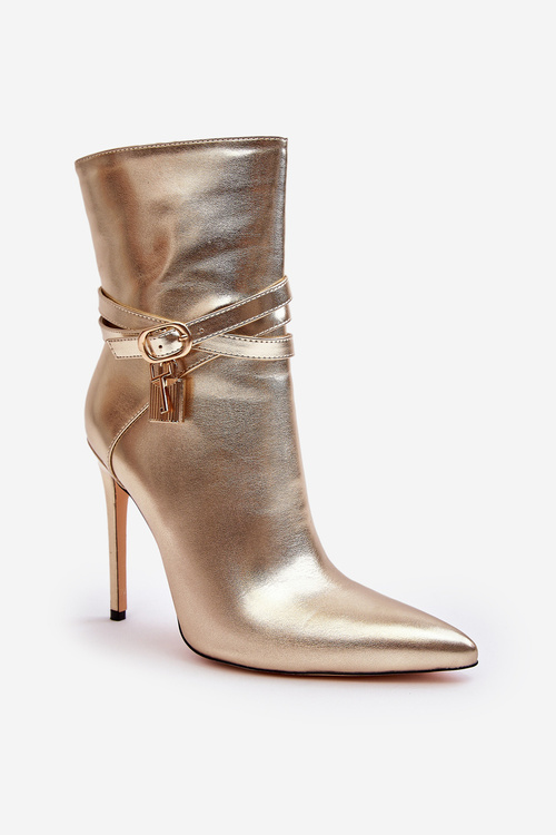 Dámské špičaté boty s pásky zlaté Casulle