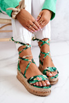 Sandály Espadrilky Na Klínu Zelené Květiny Roxanne