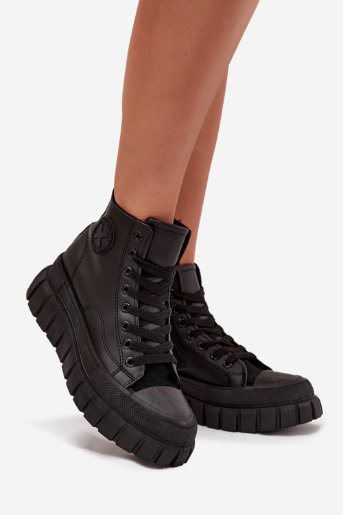 Zateplené Vysoké Tenisky Dámske Na Platforme S Zipsom Čierne Sarira